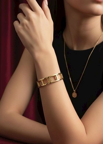 Klasik Parlak Altın Tokalı Kadın Bileklik - Görsel 2