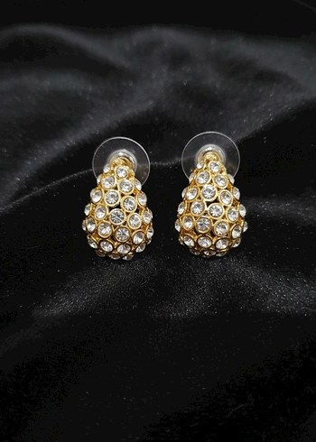 Altın Renkli Mini Taşlı Küpe - Görsel 2