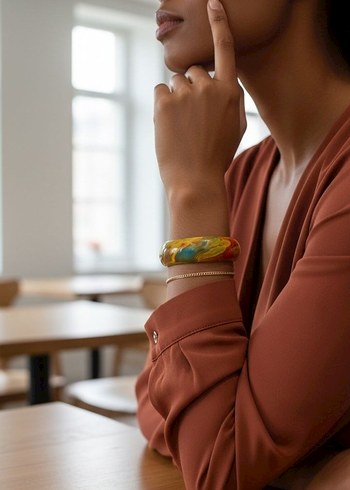 Renkli Tie-Dye Elastik Bohem Bileklik - Görsel 4