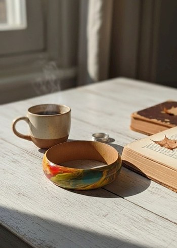 Renkli Tie-Dye Elastik Bohem Bileklik - Görsel 2