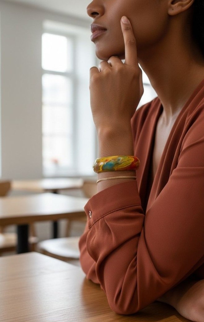 Renkli Tie-Dye Elastik Bohem Bileklik - Görsel 4