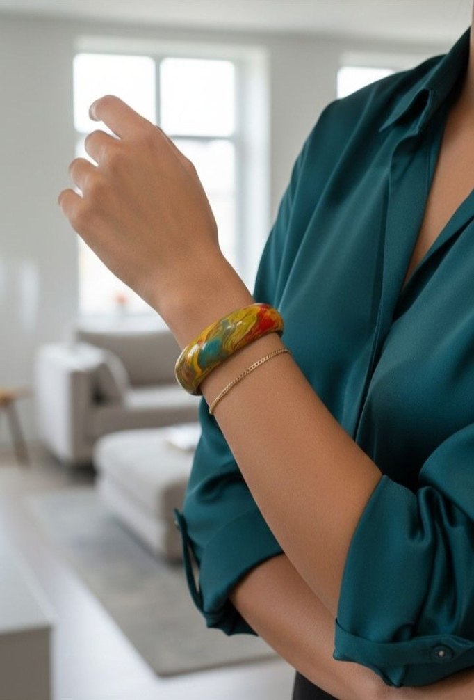 Renkli Tie-Dye Elastik Bohem Bileklik - Görsel 3