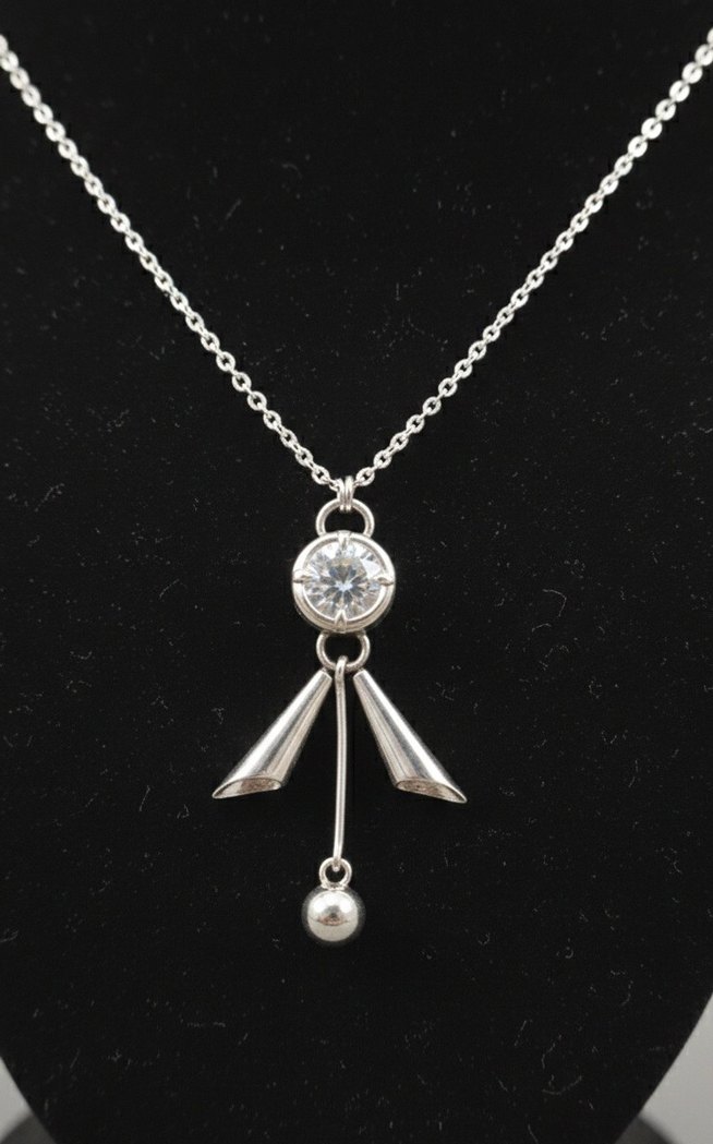 Zincir Detaylı Gri Gotik Midi Kadın Kolye - Görsel 2