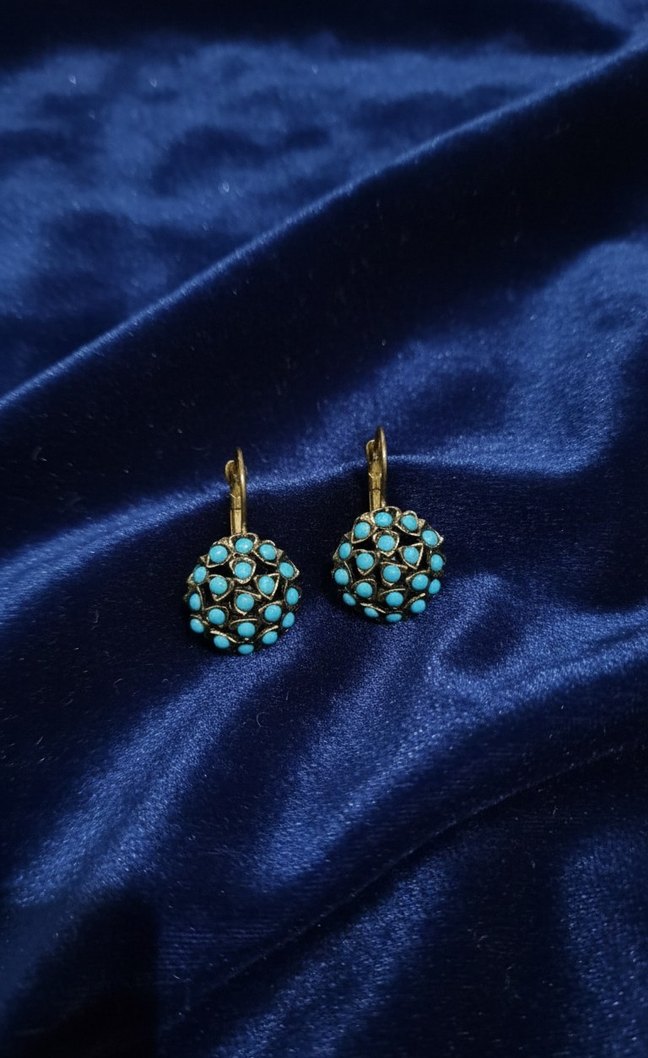 Turkuaz Boncuklu Bohem Midi Küpe - Görsel 2