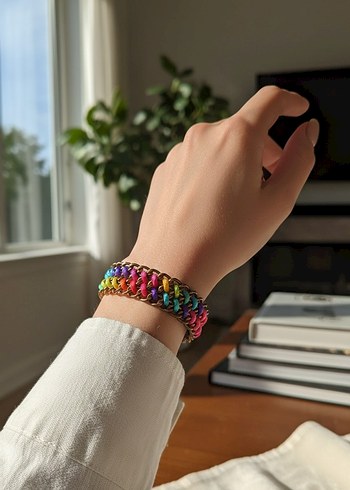 Renkli Zincir Detaylı Bohem Kadın Bileklik - Görsel 3