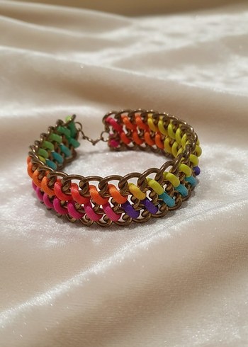 Renkli Zincir Detaylı Bohem Kadın Bileklik - Görsel 2