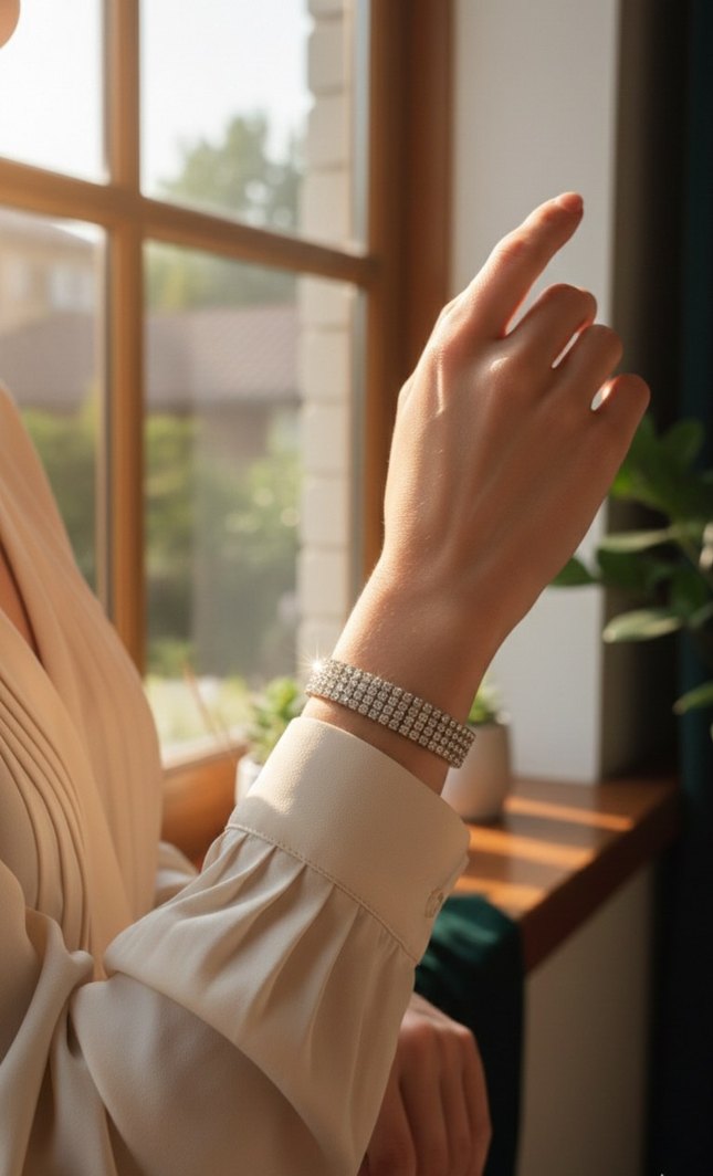 Altın Renkli Parlak Kadın Bileklik - Görsel 3