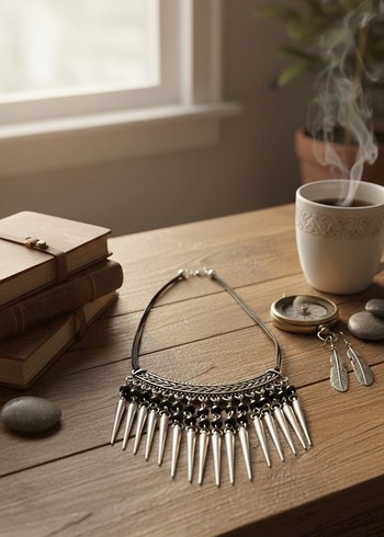 Bohem Uzun Boncuklu Kadın Kolye - Görsel 2