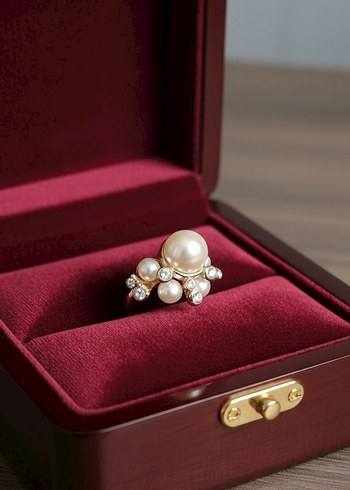 İnci ve Taş Detaylı Kadın Yüzük - Görsel 2