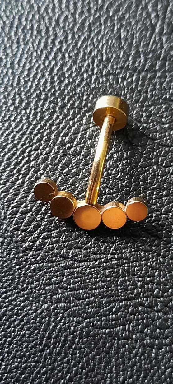 Çelik Taşlı Göbek Piercingi Gold - Görsel 3