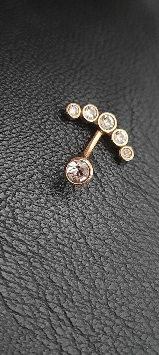 Çelik Taşlı Göbek Piercingi Gold - Görsel 2