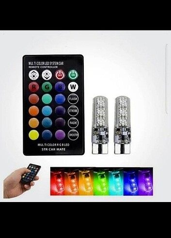 RGB T10 Kumandalı Çakarlı Park Ampülleri