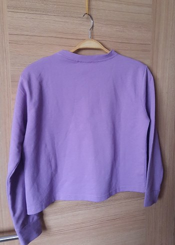 Mor Baskılı Kadın Triko Sweatshirt - Görsel 3