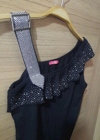 Taşlı kemer detaylı abiye bluz - Görsel 4