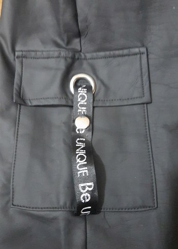 Mat deri salaş kadın kargo pantolon - Görsel 3