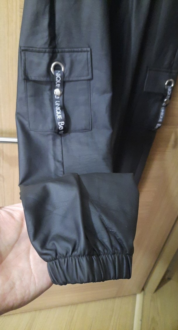 Mat deri salaş kadın kargo pantolon - Görsel 4