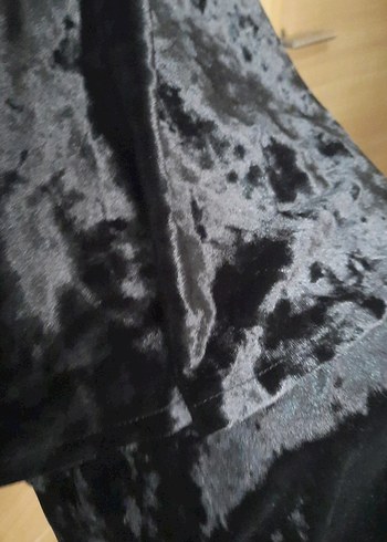 Siyah saten kadife şortlu elbise - Görsel 3