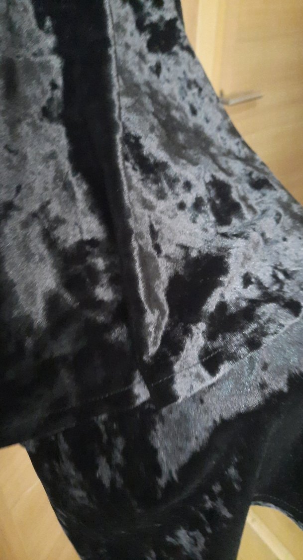 Siyah saten kadife şortlu elbise - Görsel 3