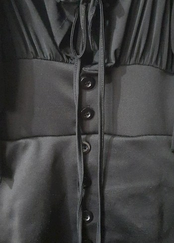 Siyah Mini Gotik Straplez Elbise - Görsel 6