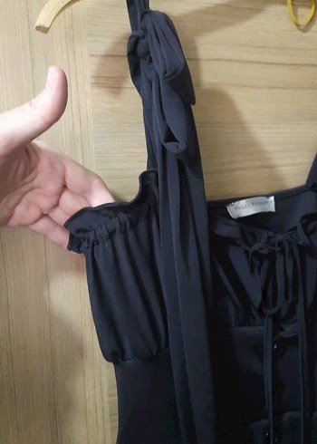 Siyah Mini Gotik Straplez Elbise - Görsel 4