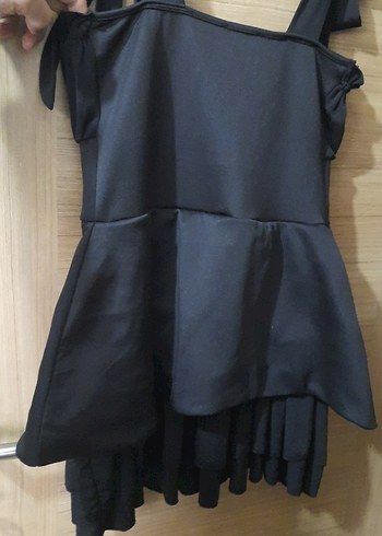 Siyah Mini Gotik Straplez Elbise - Görsel 7