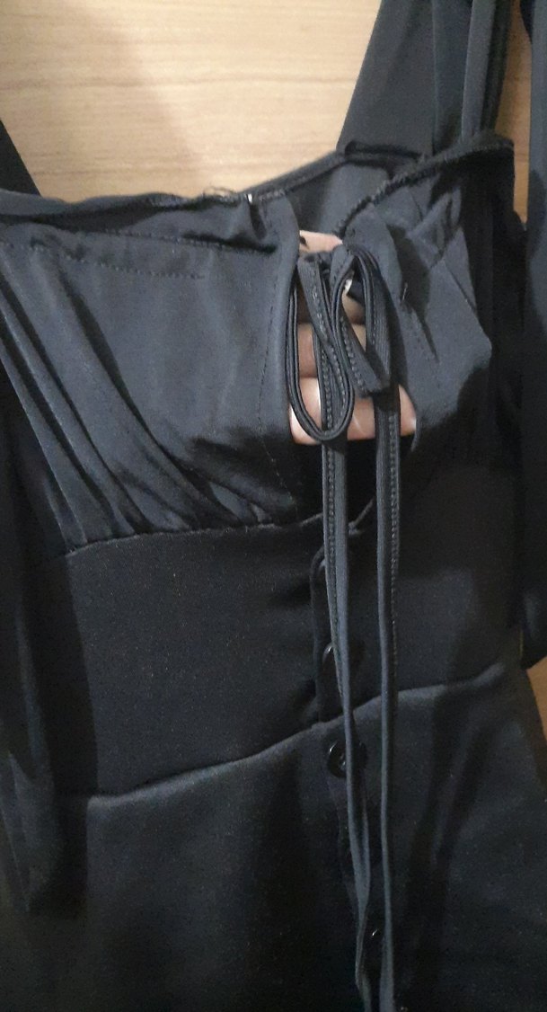 Siyah Mini Gotik Straplez Elbise - Görsel 2