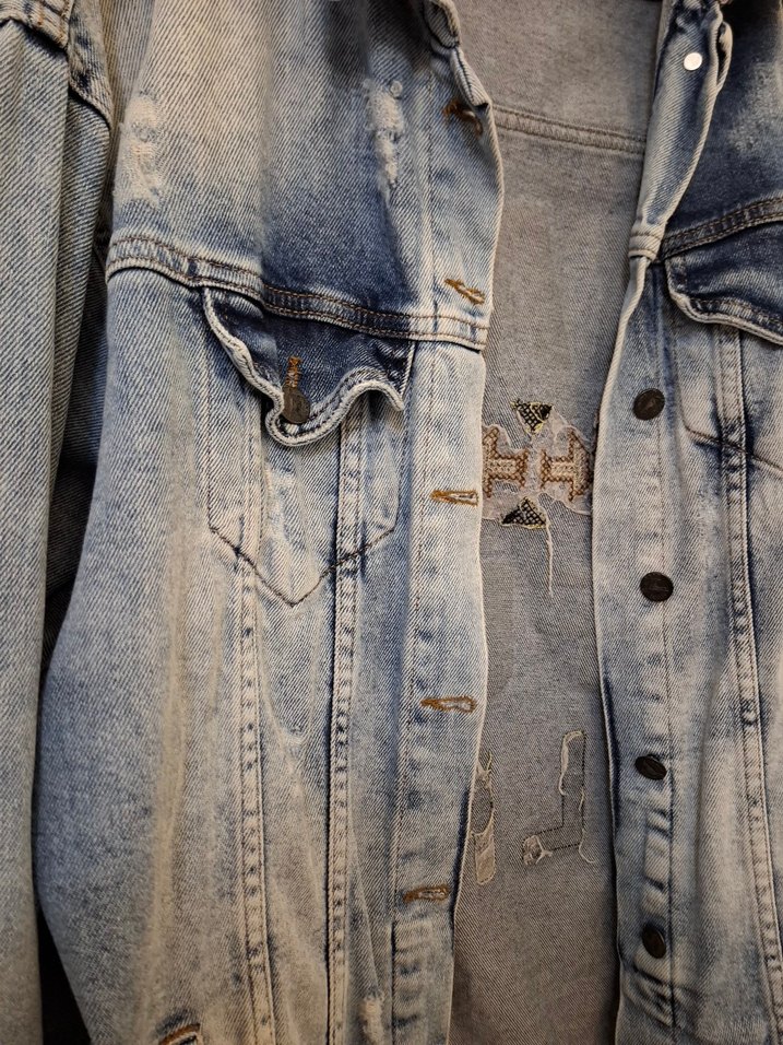 Kadın Mavi Oversize Kot Ceket - Görsel 2