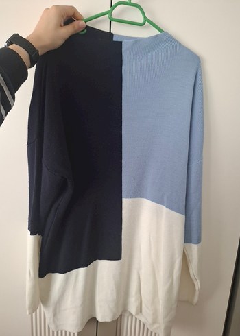 Renk Bloklu Kadın Triko Kazak - Görsel 5