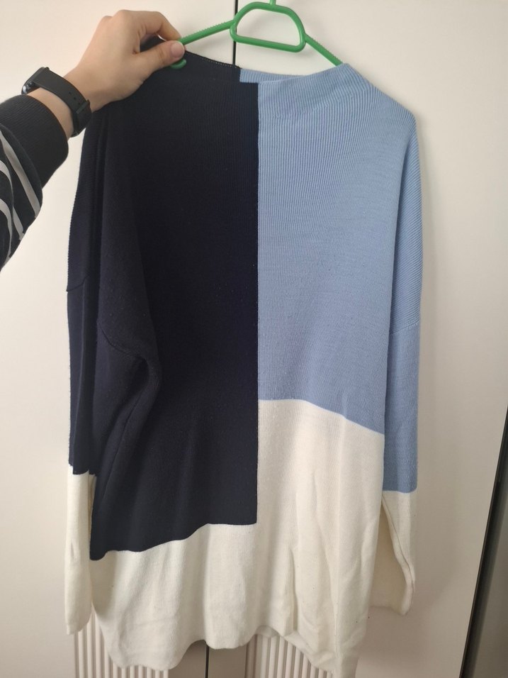 Renk Bloklu Kadın Triko Kazak - Görsel 5