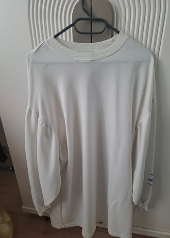 Beyaz Uzun Kollu Kadın Sweatshirt - Görsel 5