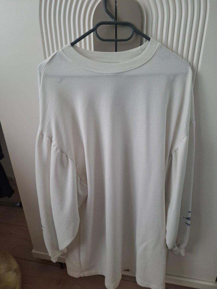 Beyaz Uzun Kollu Kadın Sweatshirt - Görsel 5