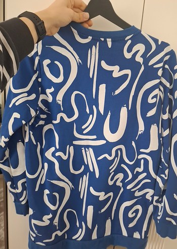 Mavi Baskılı Uzun Kollu Kadın Sweatshirt - Görsel 4