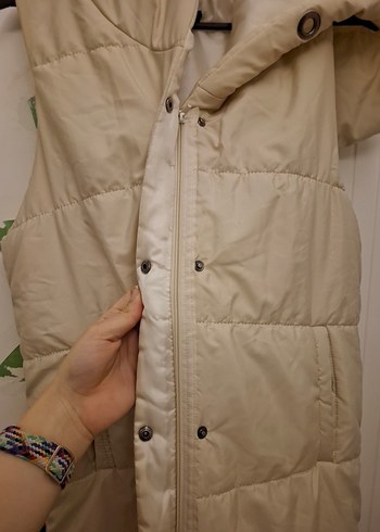 Bej Düğmeli Kadın Midi Yelek - Görsel 2