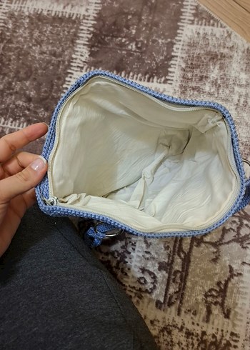 Mavi Örgü Bohem Kadın Çanta - Görsel 3