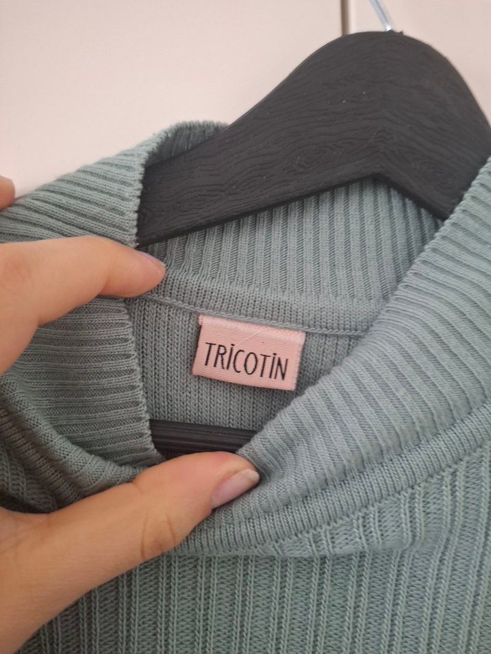 Haki Kadın Boğazlı Triko Tunik - Görsel 2