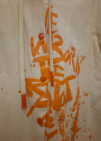 Bej Kapüşonlu Uzun Kollu Baskılı Kadın Gömlek - Görsel 2