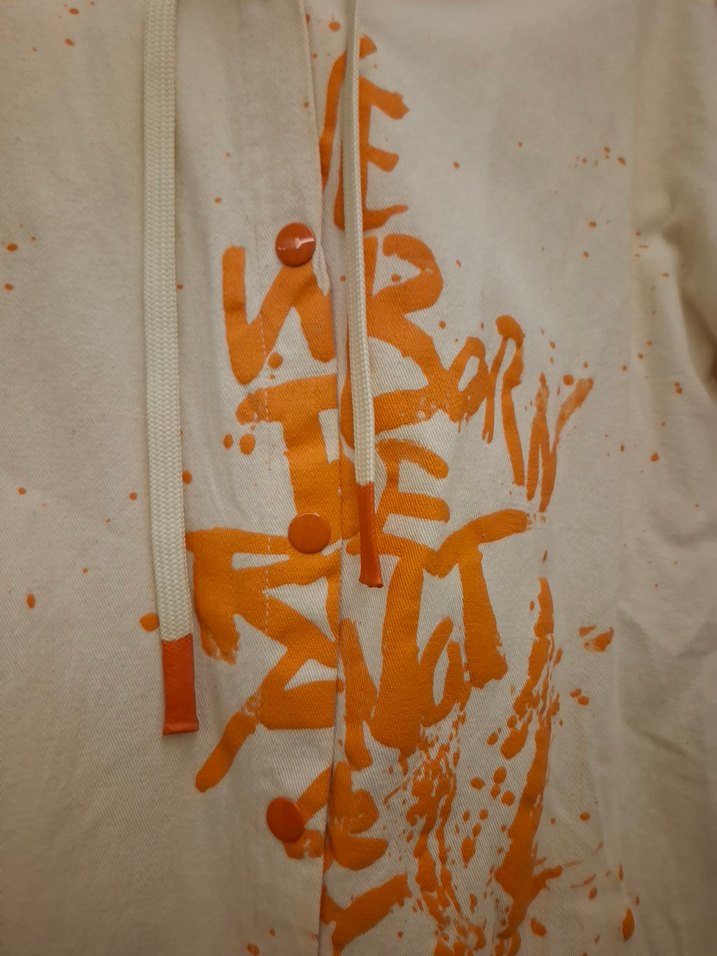 Bej Kapüşonlu Uzun Kollu Baskılı Kadın Gömlek - Görsel 2