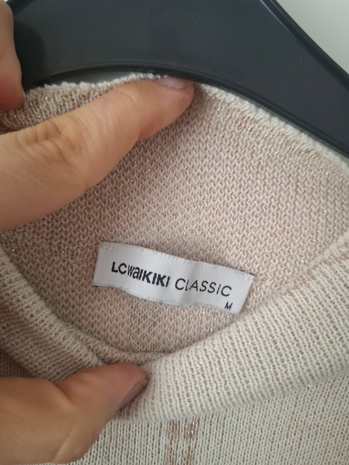 Bej Kadın Pamuklu Rahat Kesim Triko Kazak - Görsel 3