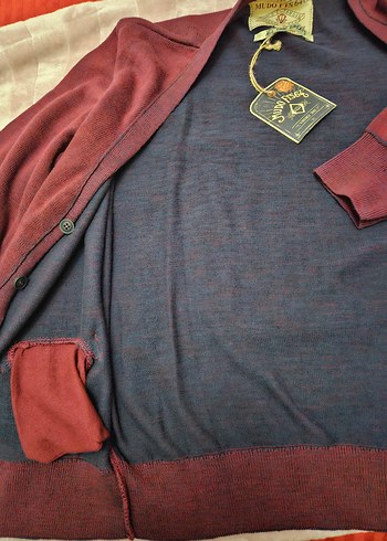 MUDO Bordo Düğmeli Erkek Yün Hırka - Görsel 4