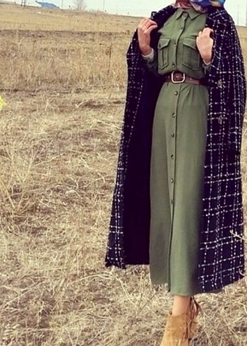 m Beden haki Renk Yeşil elbise