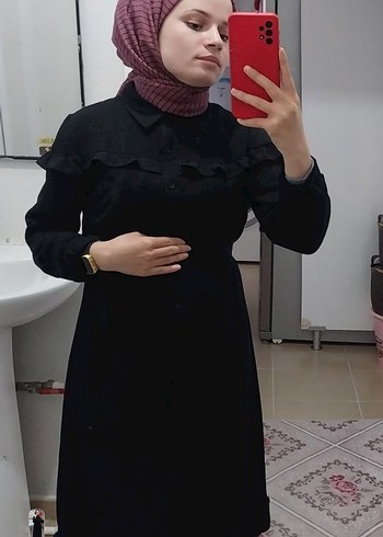 s Beden siyah Renk Siyah Uzun Kollu Fırfırlı Uzun tunik