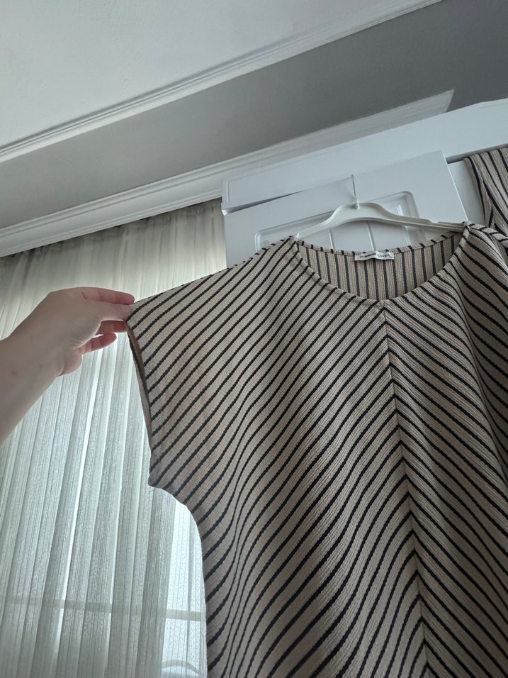 Bej Çizgili Kadın ikili takım - Görsel 3