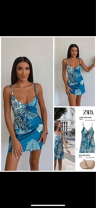 ZARA DESENLİ SATEN ELBİSE