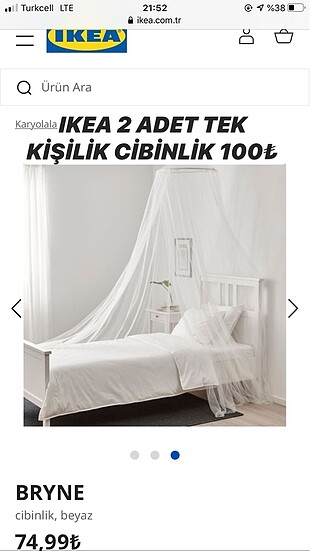 IKEA 2 TANE TEK KİŞİLİK CİBİNLİK