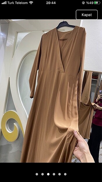 42 Beden camel Renk Elbise