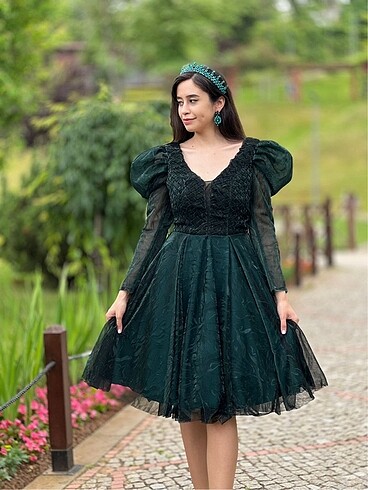 Yeşil prenses elbise
