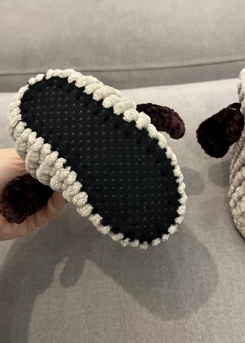 Erkek Çocuk Gri Örgü Sıcak Terlik - Görsel 3