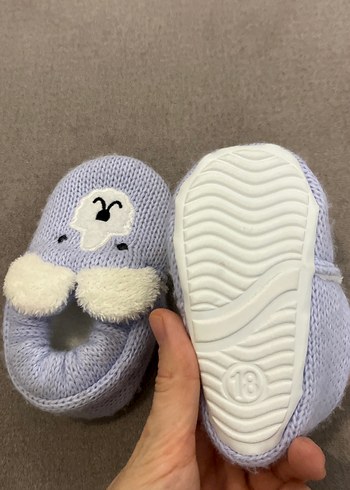 Kız Çocuk Gri Örgü Sıcak Terlik - Görsel 2