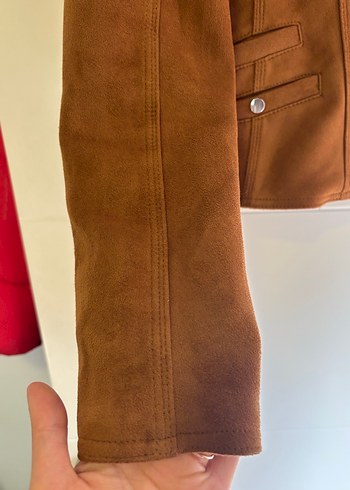 Kahverengi Süet Biker Deri Ceket - Görsel 4