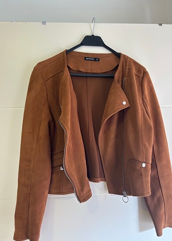Kahverengi Süet Biker Deri Ceket - Görsel 3